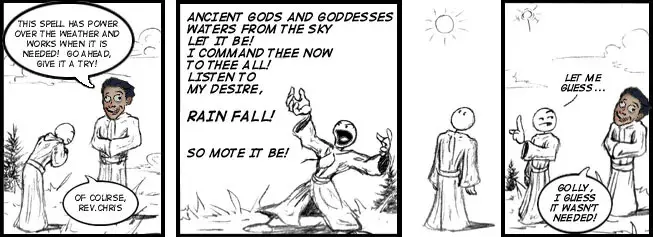 Yes, this is an actual spell from his site, and yes, he really said "works when it is needed"