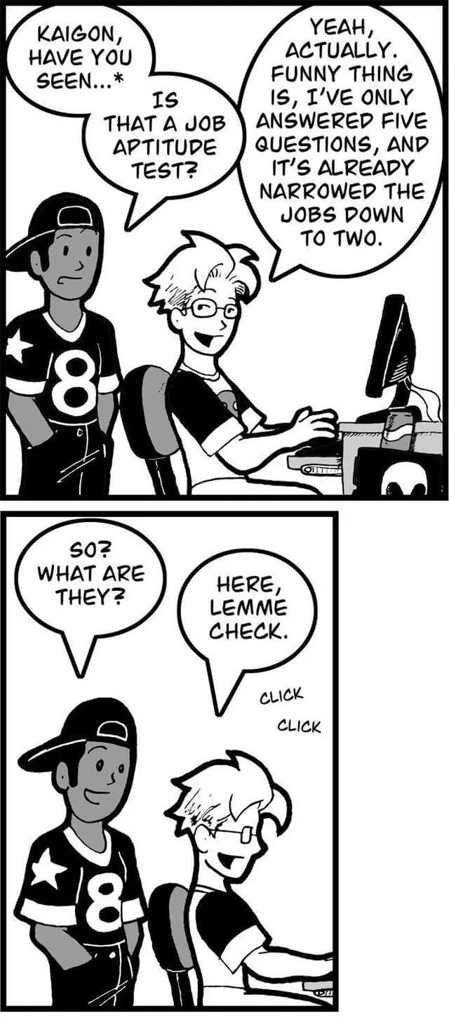 Kaigon takes an aptitude test