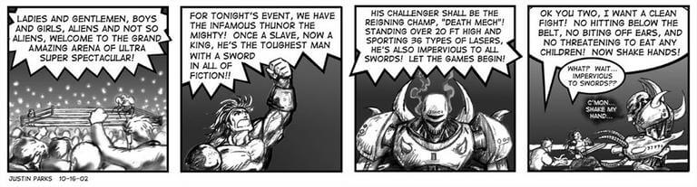 Comic: 'Thunor' published on 2000-11-01T08:00:00.000Z by Justin Parks