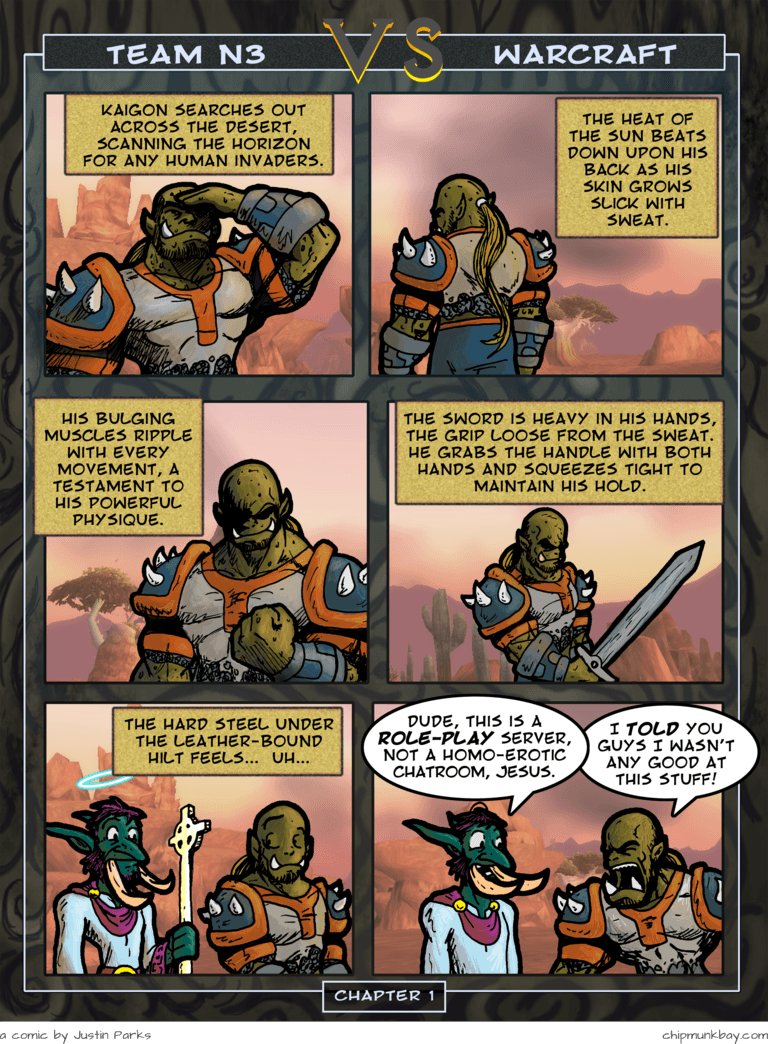 Comic: '[Team N3] WoW #1 – Roleplaying' published on 2005-05-16T05:01:55.000Z by Justin Parks
